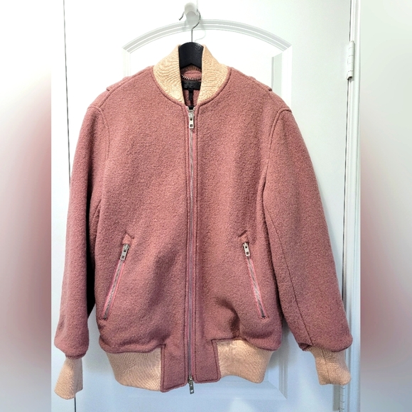 RAG & BONE Elle Wool Bomber Jacket, XS - Picture 2 of 7